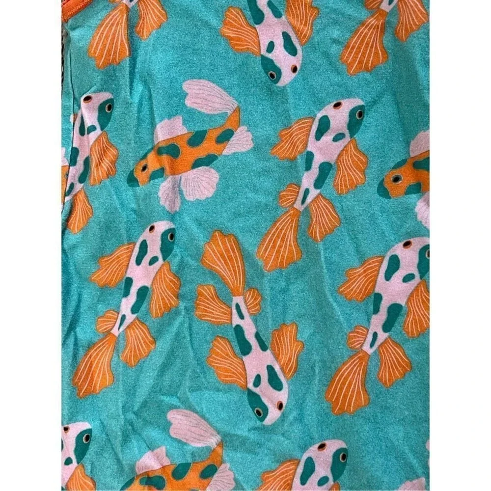 RAGS Orange Blue Koi Fish Hooded Sleeveless Stretchy Romper 6-12 months‎ Skater